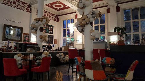 Inside at Prana Cafe in Leicester