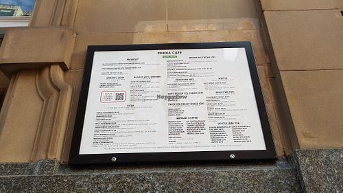 Menu board at Prana Cafe in Leicester