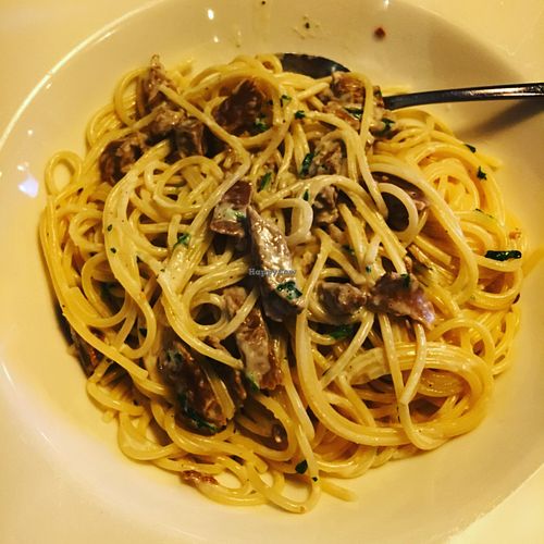 Vegan carbonara. at Dennis - Kamppi in Helsinki