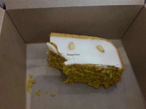 vegan tumeric cake - minus my nibble! at The Pantry in Leicester