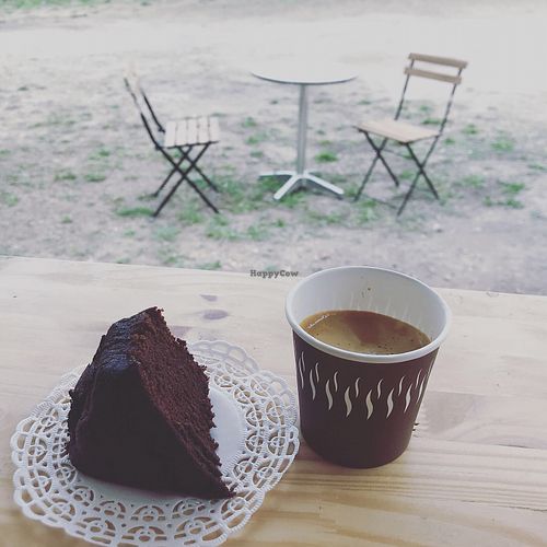 Chocolate cake and coffee :) at La Petite Noisette - Food Truck in Gassin