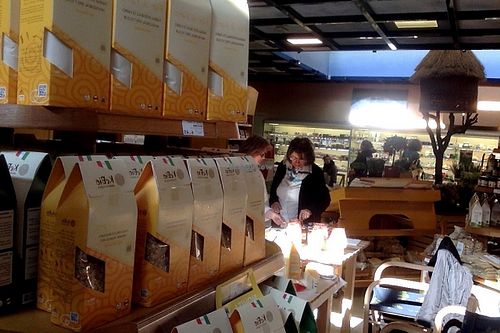 Organic shop with fresh and dry products including Kebio santa pasta special product at Centro Botanico in Milan