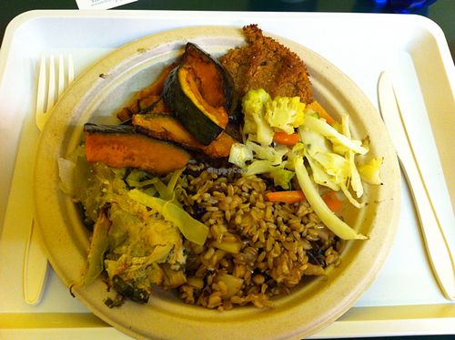 oats with chicory, mopur burger and mixed veggies at Tathagata in Milan