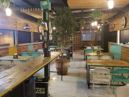 Eating area at El Vegano Cocina in Rosarito