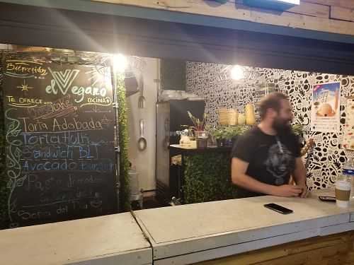 The owner at El Vegano Cocina in Rosarito