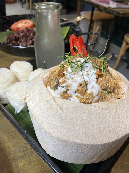 Hor mok - curry in coconut with side of noodles  at Little Turtle in Enmore
