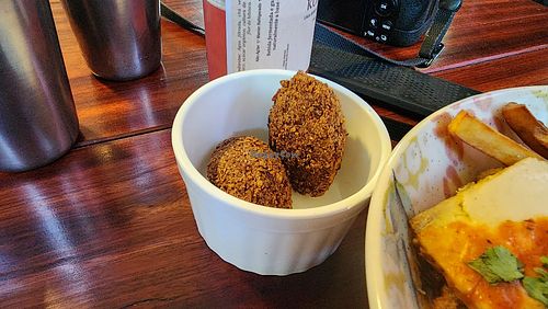 side of falafel. tasty at Salgados Veganos Manaus in Manaus