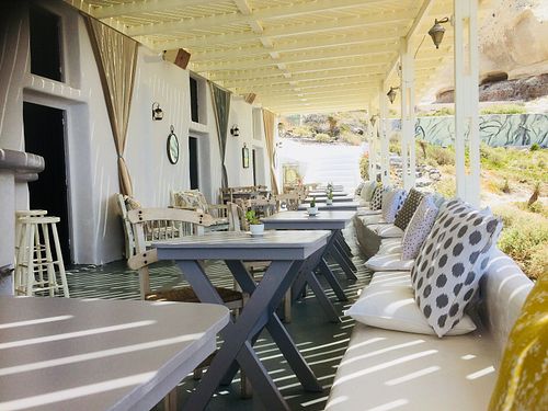 Our outdoor seating  at Katharos Lounge in Santorini