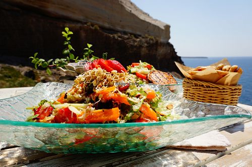 strawberry salad  at Katharos Lounge in Santorini