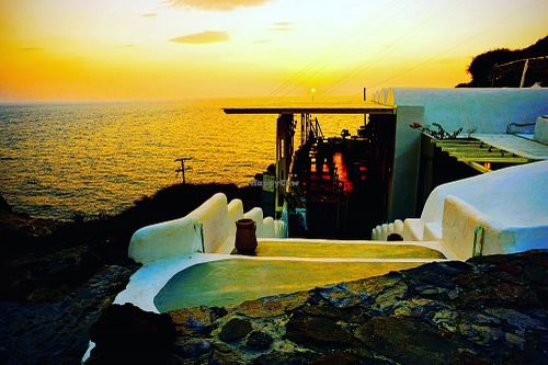 unique sunsets.... at Katharos Lounge in Santorini