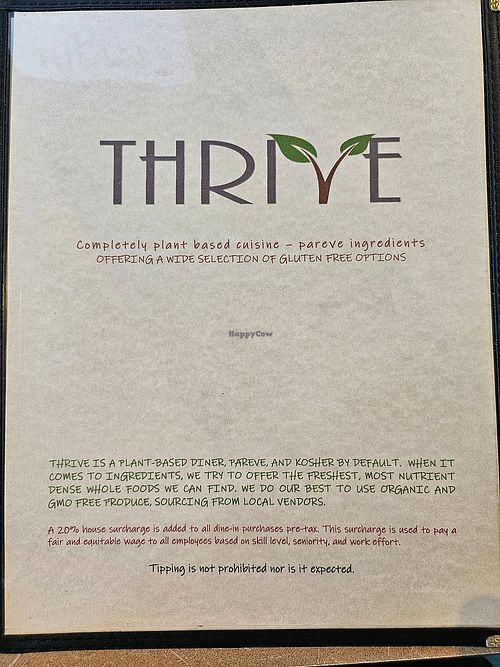 Menu at Thrive Diner in Pittsfield