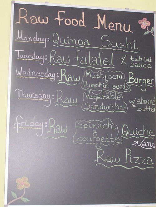 Raw food menu (July 2014) at Unlimited Health in Amsterdam