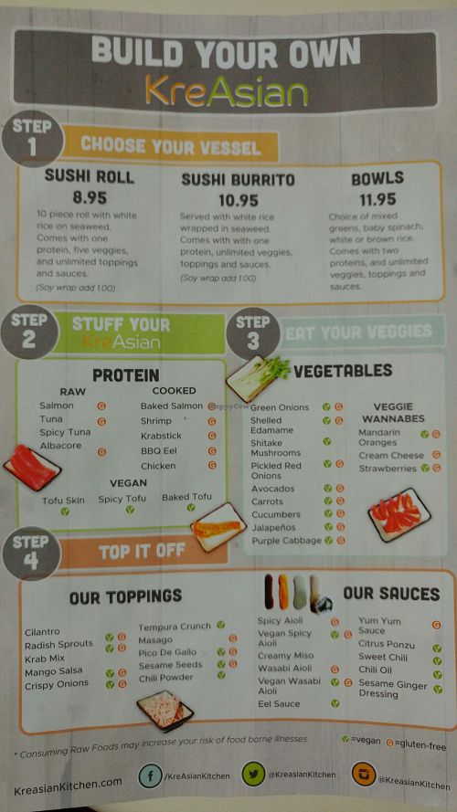 Build Your Own KreAsian Menu at KreAsian in Simi Valley