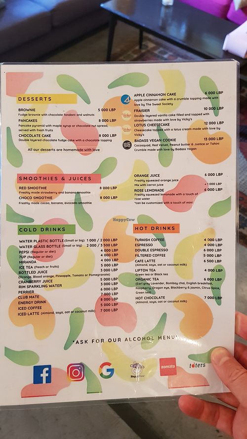 Menu at Luna's Kitchen in Beirut