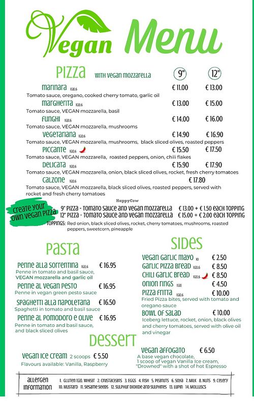 Vegan menu at EATin'IT in Blarney