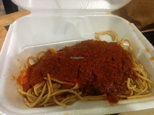 Vegan spaghetti  at Sunshine's Health Food Store and Vegetarian Deli in Houston