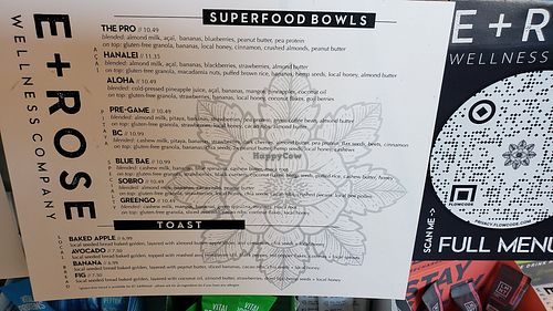 Menu at E+ROSE Wellness Cafe - Gulch in Nashville