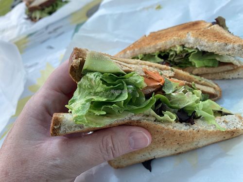 Vegan Bahn Mi on gluten free bread  at Mother's Kitchen - Coffee Matters in Bar Harbor