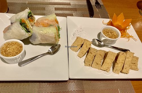 Tofu fresh rolls and tofu triangles  at The Boss in Barrington