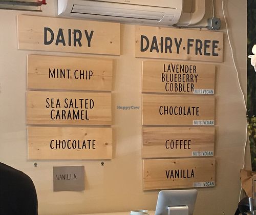 Four vegan flavors in rotation. at Gorge Ice Cream in Hood River