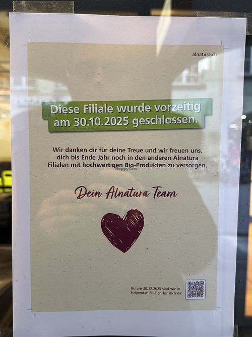 closed forever  at Alnatura in Bern