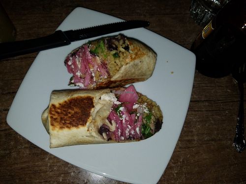 Delicious vegan burrito at Acapulco in San Juan