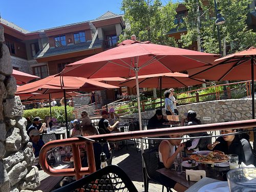 Outdoor seating   at Base Camp Pizza Co in South Lake Tahoe