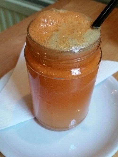 carrot and apple juice at Crumbs Kitchen in Cardiff