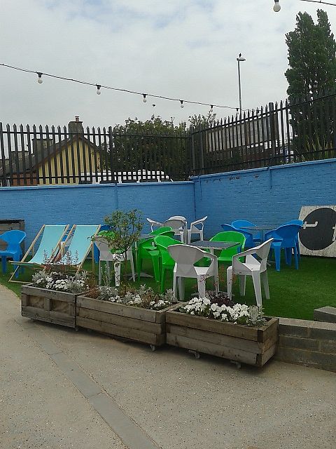 Outside seating at Thought Foundation in Birtley