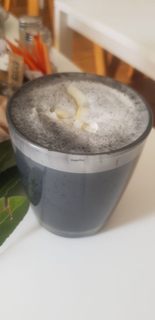 Charcoal latte (vg) at Hive Coffee Company in Jarrow