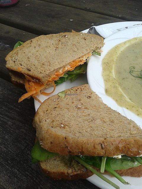 Carrot and hummus and pesto and pepper sandwiches at Hive Coffee Company in Jarrow