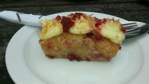 Banana, coconut and raspberry loaf at Hive Coffee Company in Jarrow