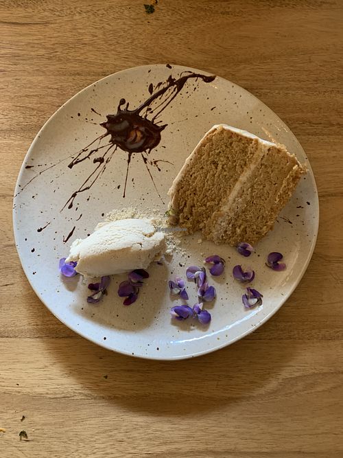 Cake and ice cream  at KAIME in Medellin