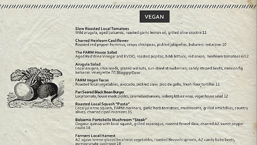 Vegan Menu at Farm Provisions in Prescott