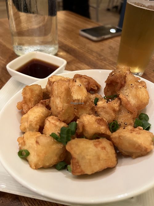 Trumpet mushrooms with dipping sauce   at Green Elephant Vegetarian Bistro in Portland