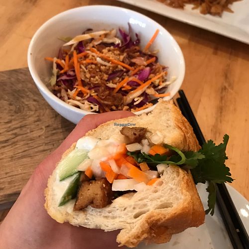 bahn mi and cabbage slaw at Green Elephant Vegetarian Bistro in Portland
