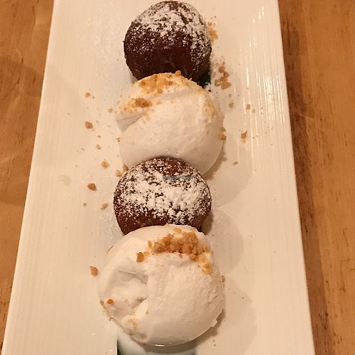 fried bananas with coconut ice cream at Green Elephant Vegetarian Bistro in Portland
