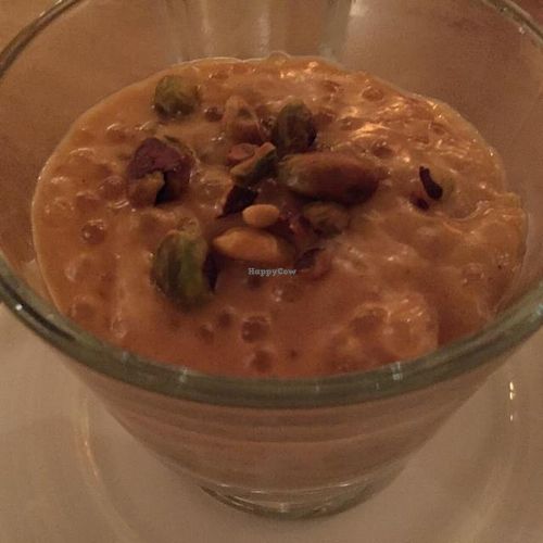 pumpkin tapioca pudding w/ pistachio nuts at Green Elephant Vegetarian Bistro in Portland