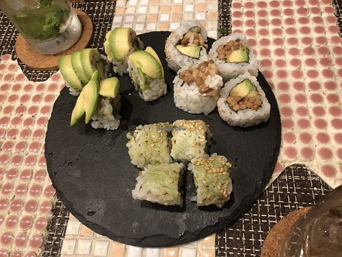 Avocado, Natto, and Green Tea Sushi 😍 at Sushi Roll Double Quotation IKI in Osaka