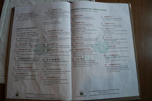 Menu at Big Buddah in Raunheim