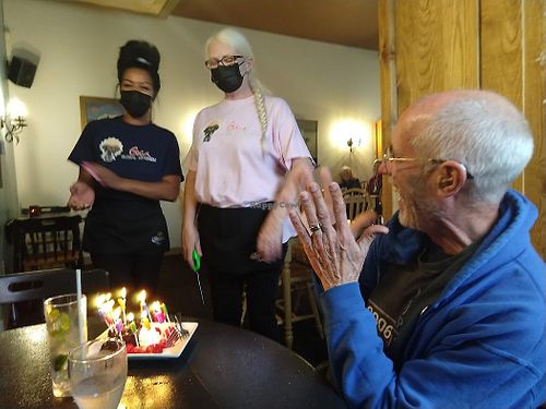 Great meal, great surprise birthday cake with candles and singing. at Gaia Global Kitchen in Yarmouth