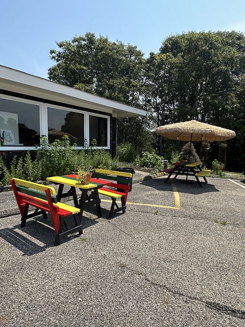 Outdoor seating in front  at Joey's Joint in Eastham