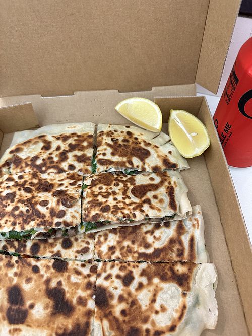 Hot and spicy with vegan cheesee  at Gozleme King in Sydney