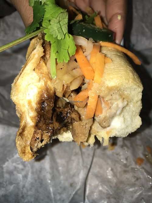 Inside the vegan beef Bahn Mi   at DD MAU in Maryland Heights