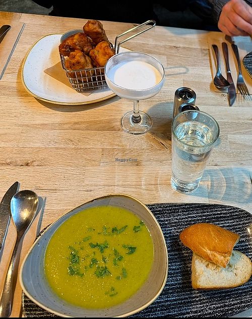 Cauliflower wings side dish & soup  at Sage Vegan Cafe in Crawley
