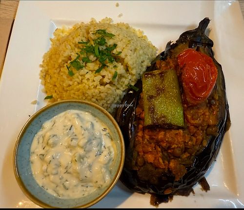 Stuffed aubergine at Sage Vegan Cafe in Crawley