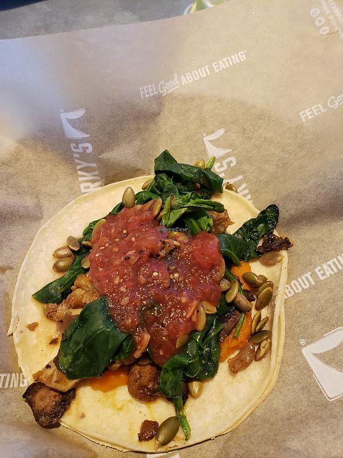 New:  Califlower mushroom taco at Sharky's Woodfired Mexican Grill  in Tarzana