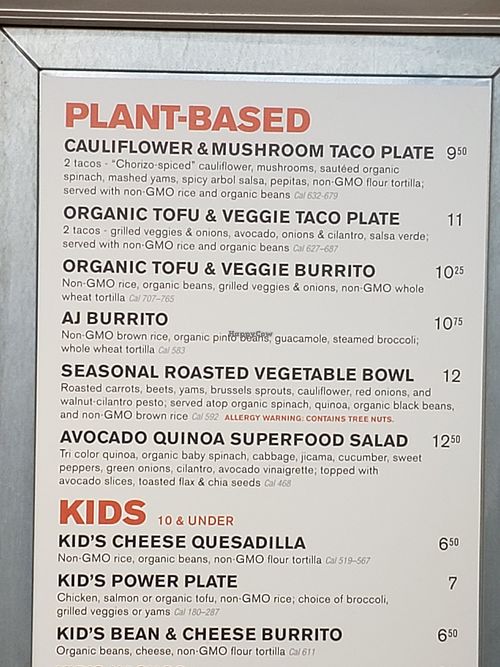 Menu plantbased at Sharky's Woodfired Mexican Grill  in Tarzana