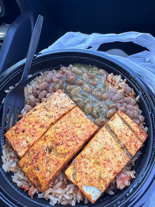 Sharky’s Burrito with Marinated Tofu, in a bowl 😋  at Sharky's Woodfired Mexican Grill  in Ventura