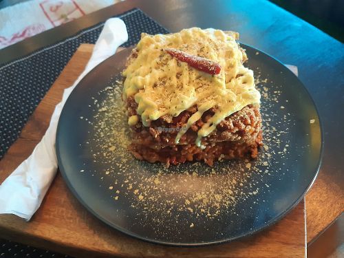 Lasagne at Veganga in Moscow